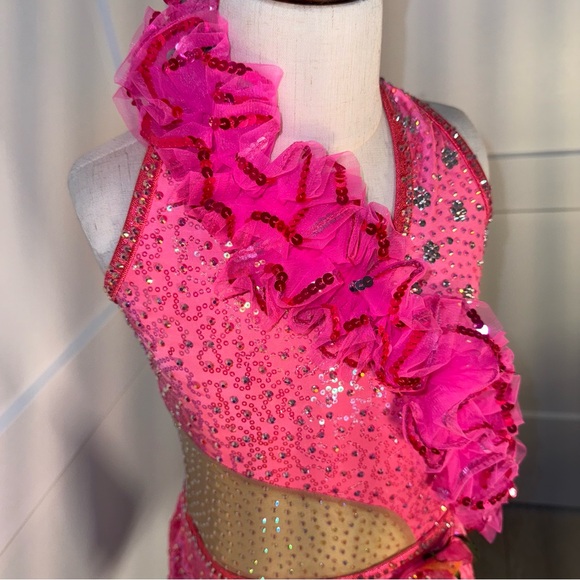 SALE! Custom rhinestone dance Costume Pink - Picture 1 of 15